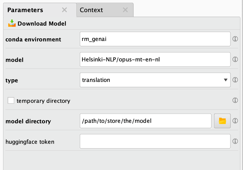 The parameters of Download Model