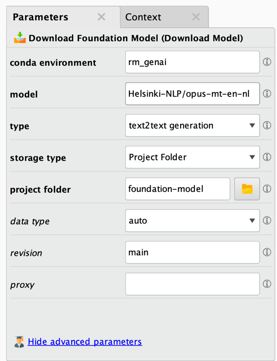 The parameters of Download Model