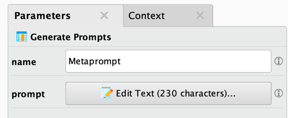 Parameters of Generate Prompts operator